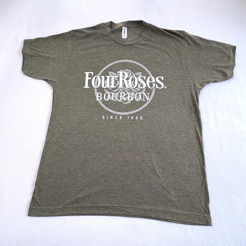 Four Roses Bourbon T Shirt Mens Large L Green Heathered Graphic Tultex Whiskey